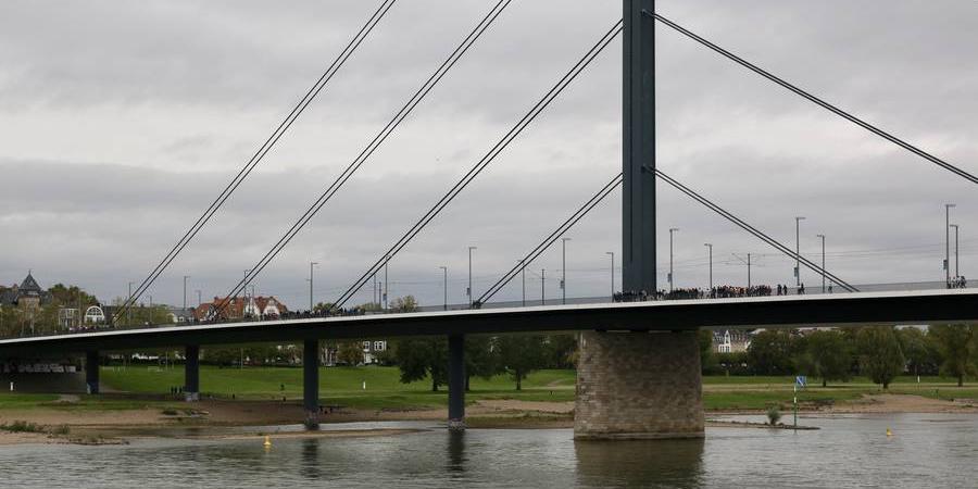 Blick auf die Oberkasseler Brücke mit Schüler/innen unserer Schule