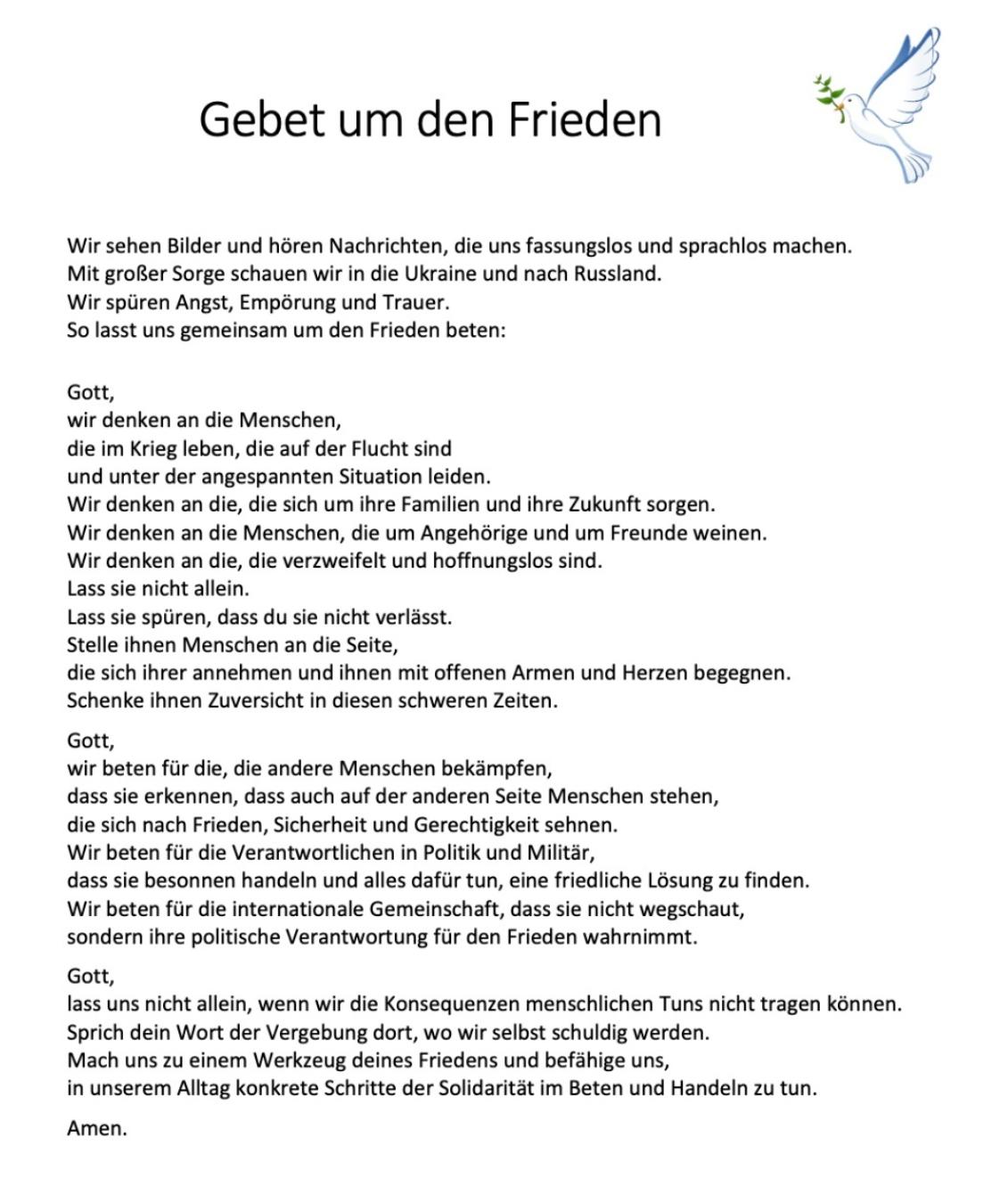2022-02 Friedensgebet