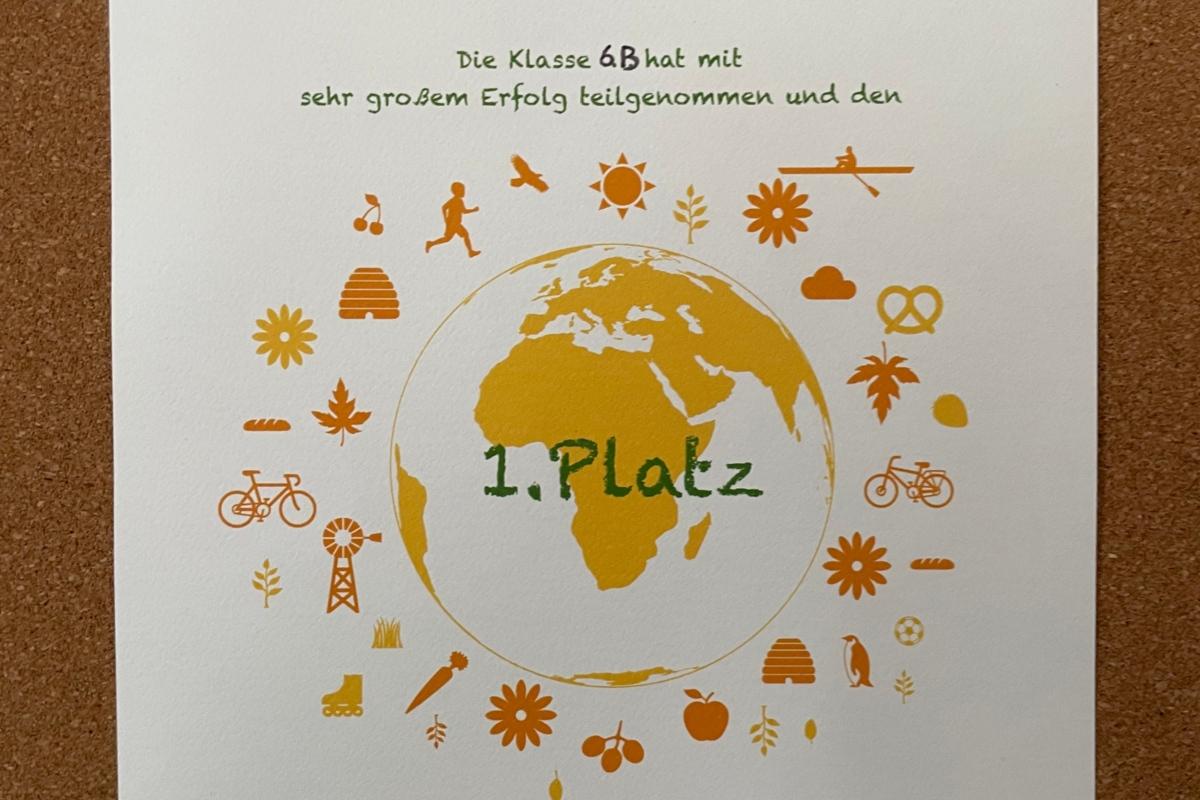 Siegerurkunde der 6b für die Challenge